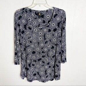 JM Collection Black & White Plus Size 1X Blouse Top